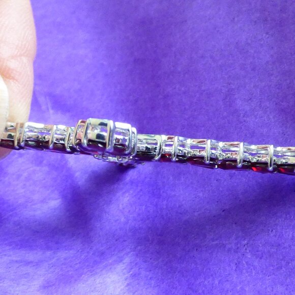 7.49CTS GARNET & WHITE TOPAZ SS CROSS PENDANT GOTH VICTORIAN LE 40 - Picture 6 of 9